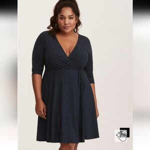 Torrid Mini Rib Knit Wrap Darkhaven Blue Dress, 3